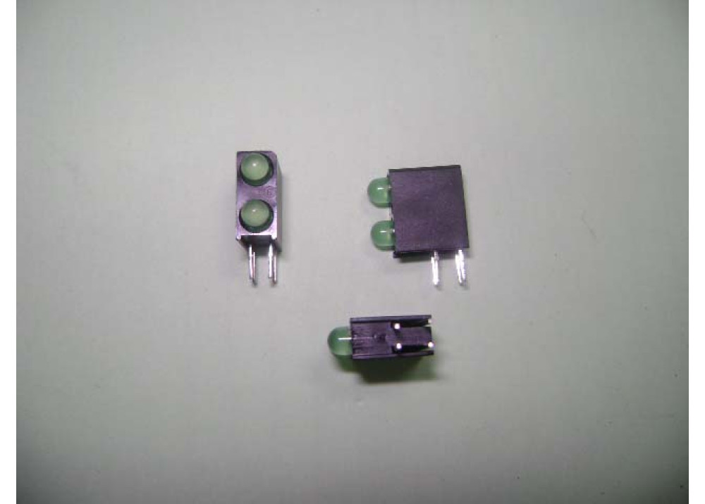 Green & Green Right-angle PCB LED Indicator, 2 LEDs 3mm 4Pin Through-hole, 60 ° 2.8 V 
