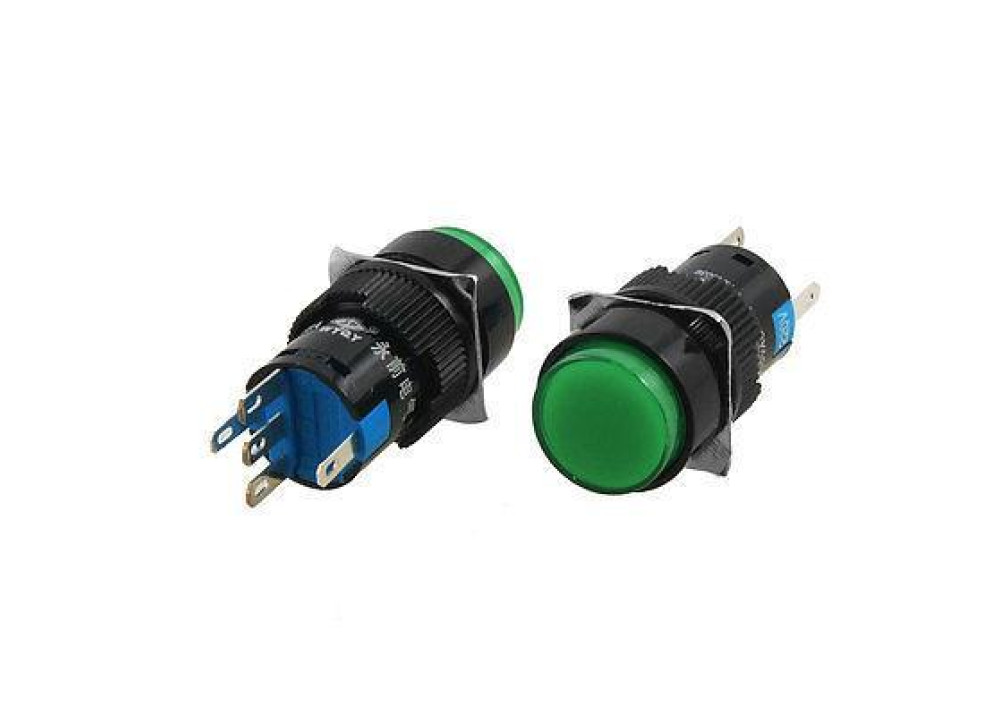 Green  Momentary Push Button Switch Panel 24V 16mm 5P 
