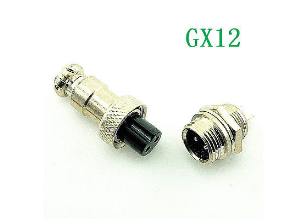 GX12-2 circular connector Socket Plug 2PIN Hole Size:12mm    Wire To Wire Aviation 