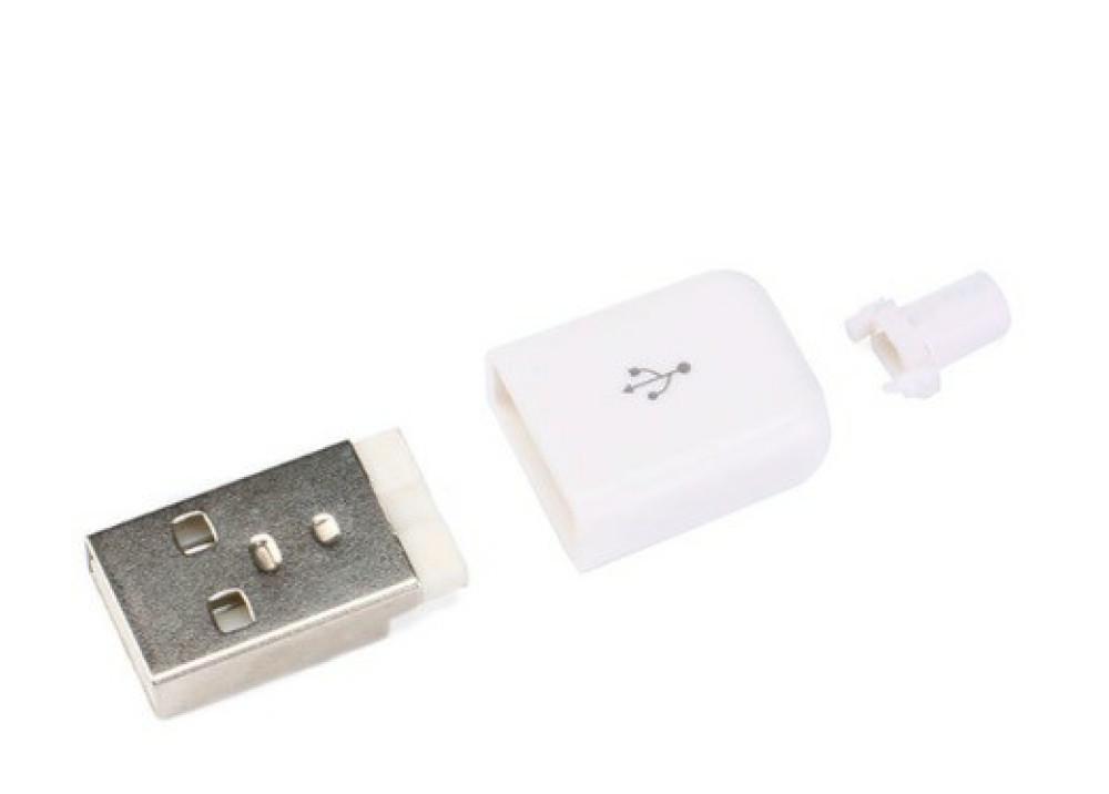USB DIY Connector Shell Type A Male Plug White 