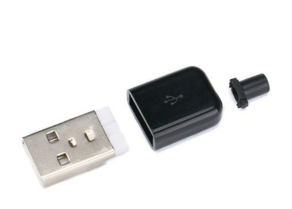 USB DIY Connector Shell Type A Male Plug Black 