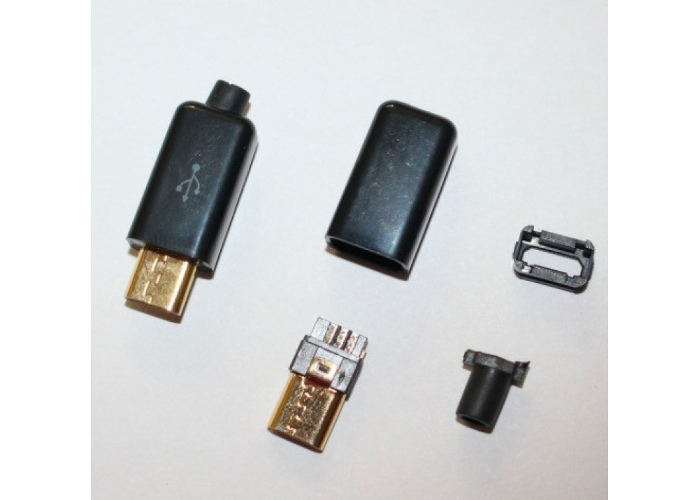 USB DIY Connector Shell Type Micro Male Plug Black 