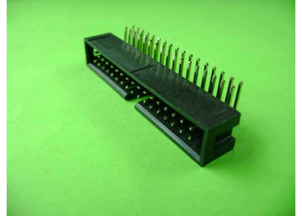 IDC connector 34 Pins, 2.54mm pitch, male, socket, Right angle, THT
ATC code: IDC34P-2.54-1211-2222 