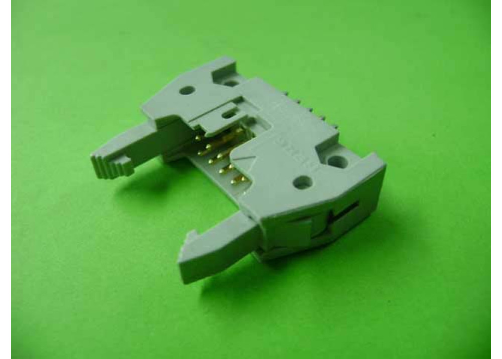 IDC connector 10 Pins, 2.54mm pitch, male, socket, Straight angle, THT, with ejector
ATC code: IDC10P-2.54-1111-1222
For Ribbon cable (flat cable) 