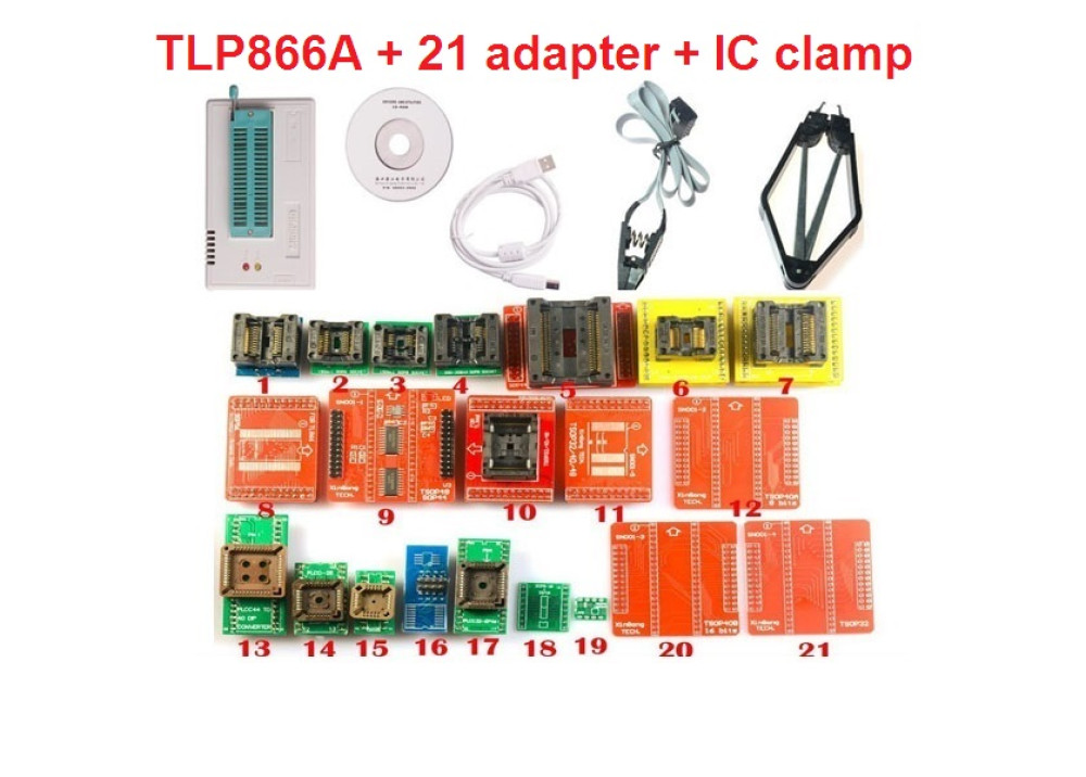 Mini Pro TL866A Universal Programmer SPI  With + 21.pcs Adapters 
