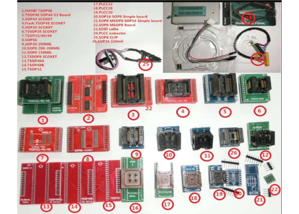 Mini Pro TL866A Universal Programmer SPI  With + 26.pcs Adapters 