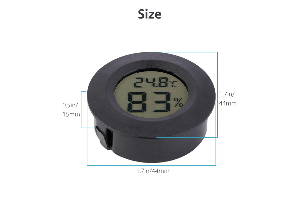 Black Round LCD Display Thermometer Hygrometer 