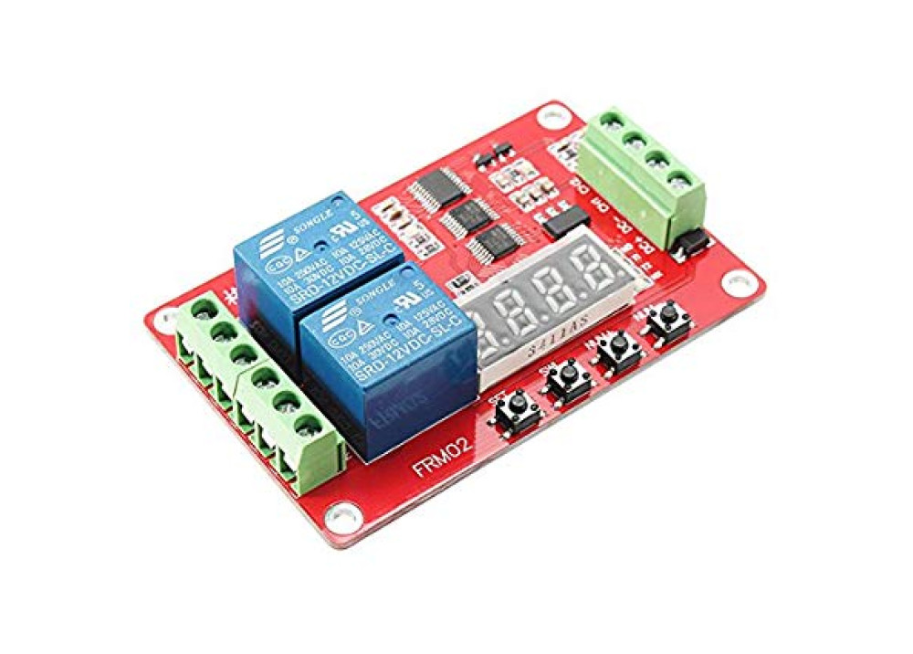 LCD module FRM02 2 channel multifunction relay module / delay cycle / timer / Auto-lock / 5V, 12V 24 
