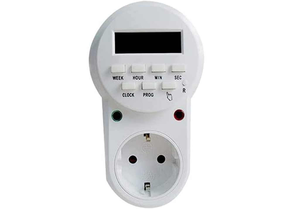 ETG-63A Weekly Programmable Digital Timer with Second Adjust Option 3680 Watt Power Socket 