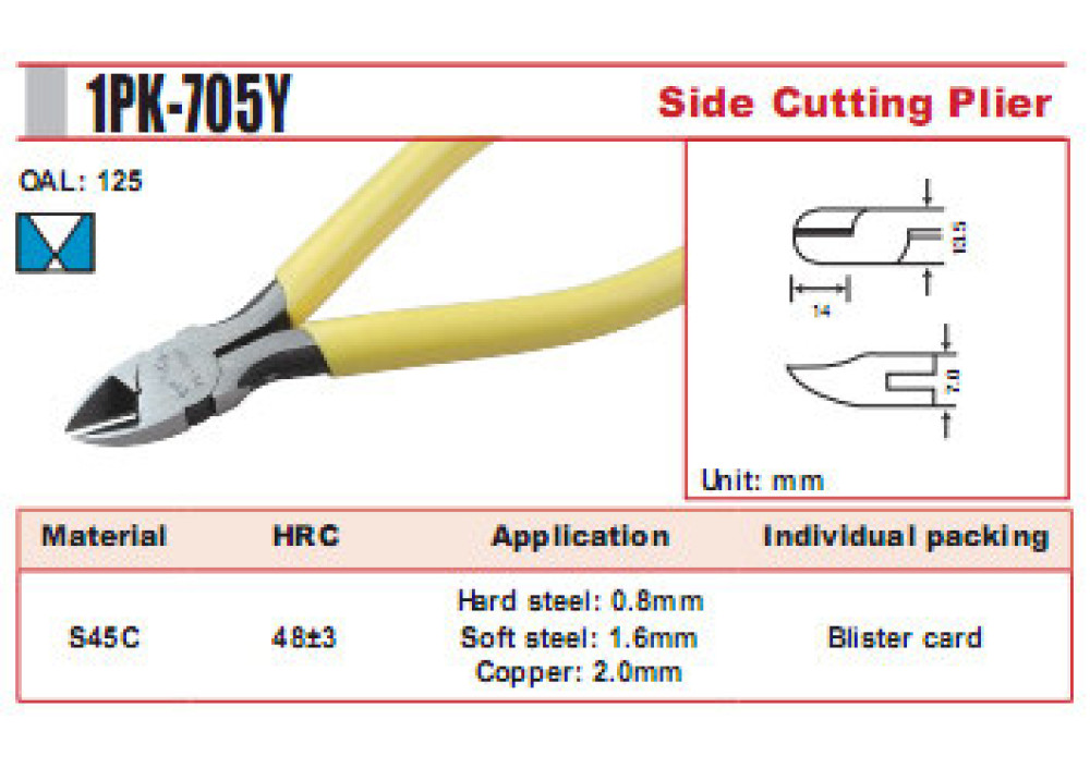 Pro skit 1PK-705Y Side Cutting Plier 