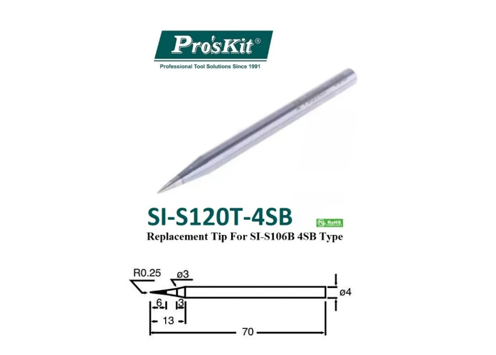 Pro sKit  SI-S120T-4SB  Solderig Iron TIP For 8PK-S118B
30W 40W 