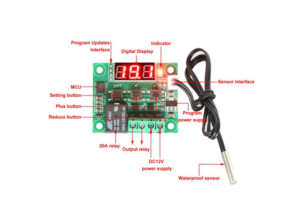 XH-W1209 Thermostat Temperature Control Module Water Heat Control DC12V 