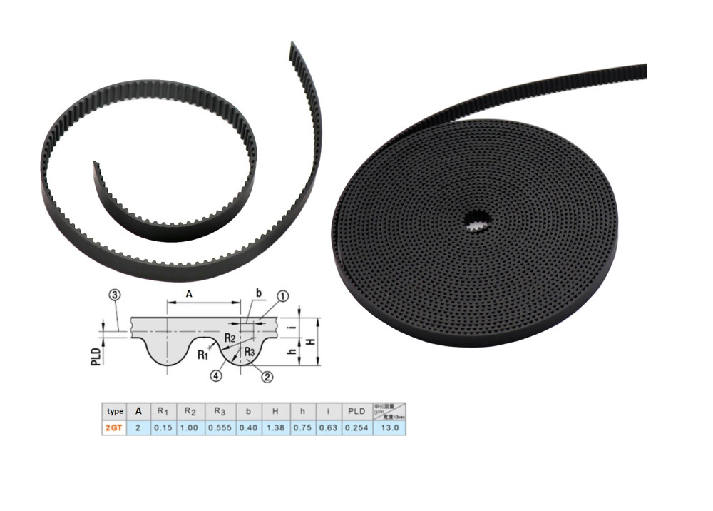 GT2-6mm open timing belt width 6mm GT2 belt Rubber Aramid Fiber cut to length for 3D printer 
