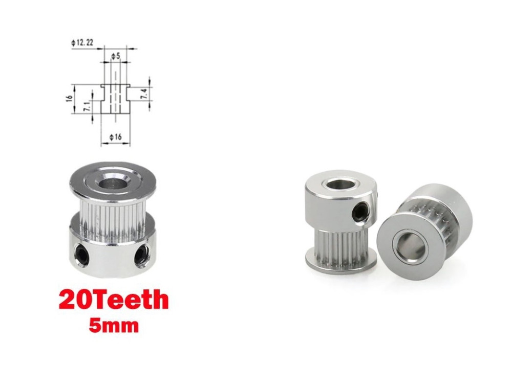 GT2 20 Teeth Timing Pulleys Bore 5mm for 10mm Belt 3D Printer Part 