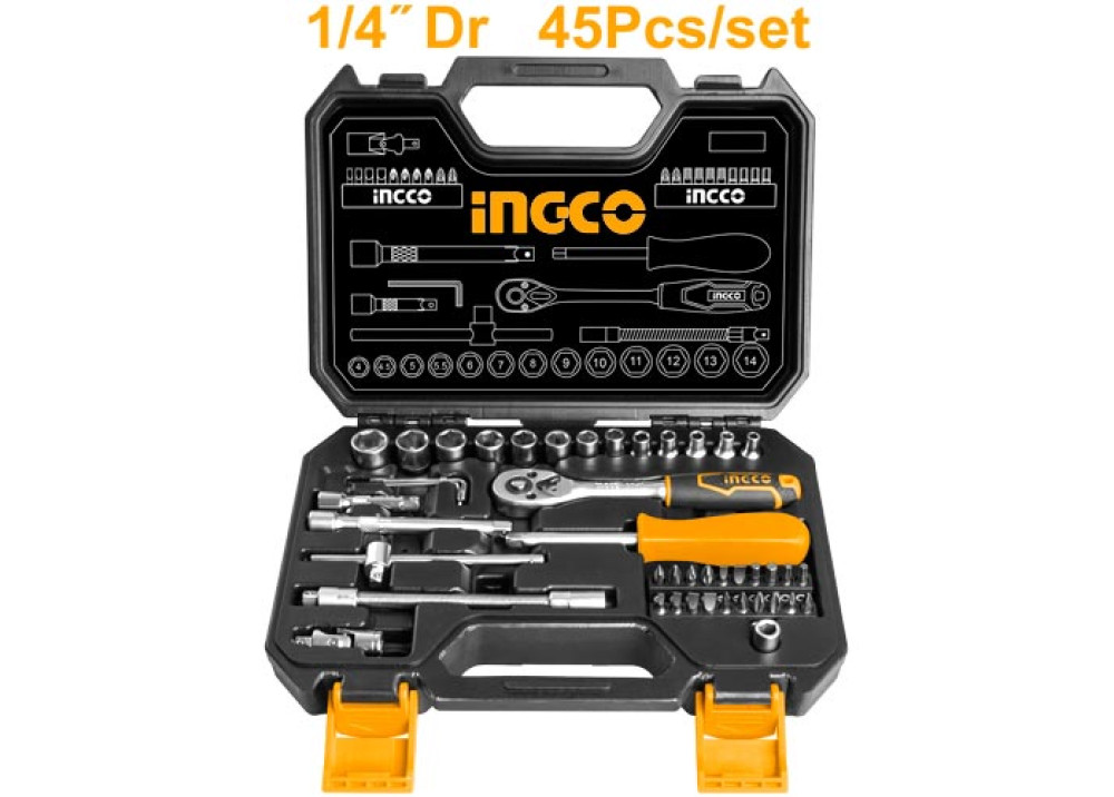INGCO Hand Tools HKTS14451 45Pcs 1/4