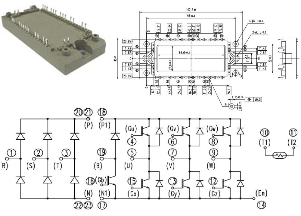 Transistor 7MBR50VM120-50 IGBT Module 50A 1200V 280W 
