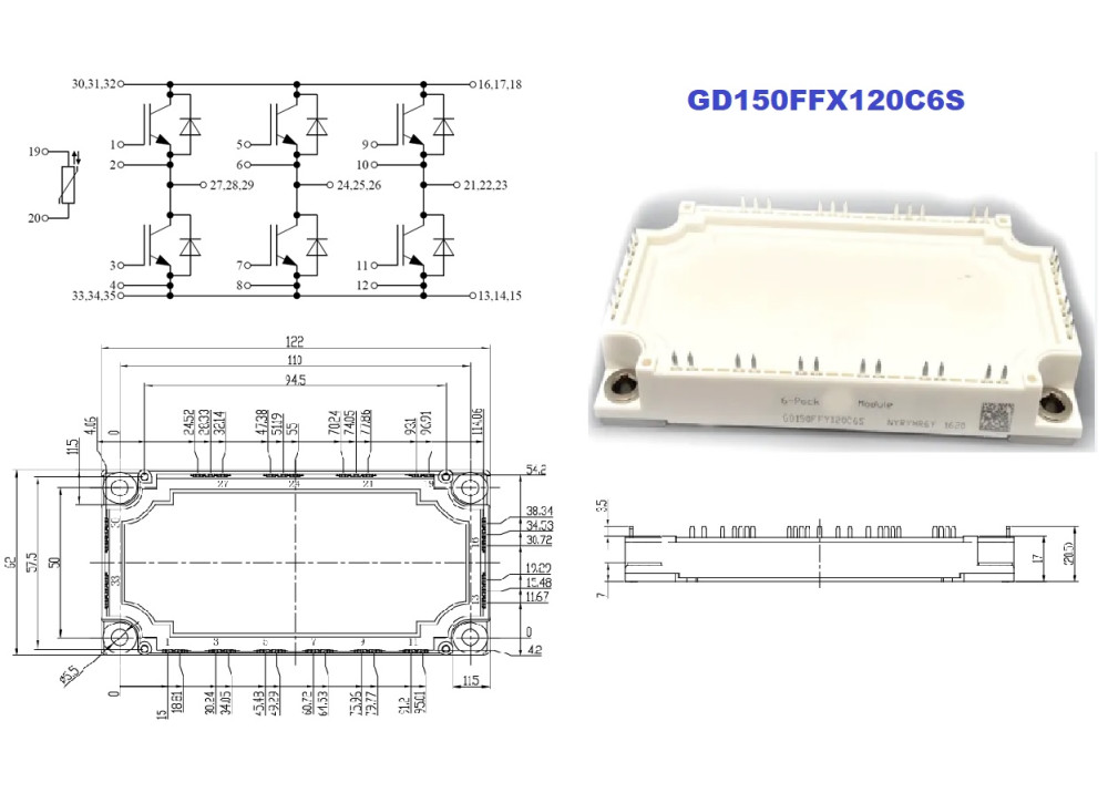 Module IGBT GD150FFX120C6S 150A 1200V 