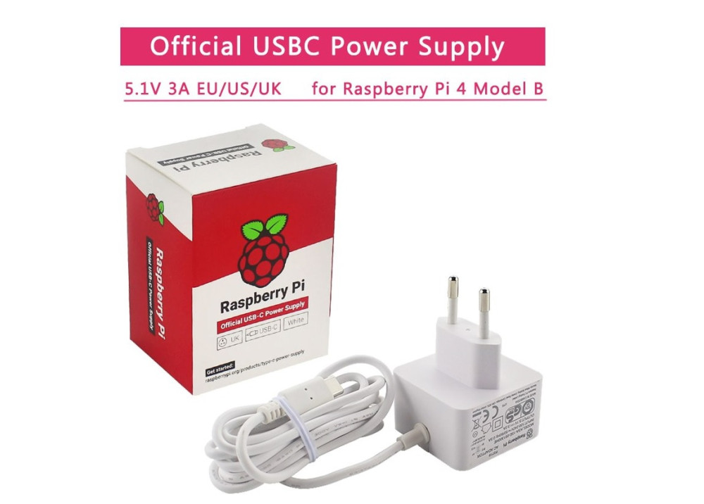 Official Power Adapter 5V 3A USB-C for Raspberry PI 4
PI-PSU-5V3A-USB-C-EU x1 