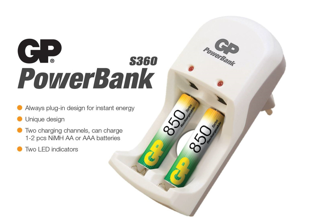GP PowerBank S360 NiMH Battery charger AA OR AAA 