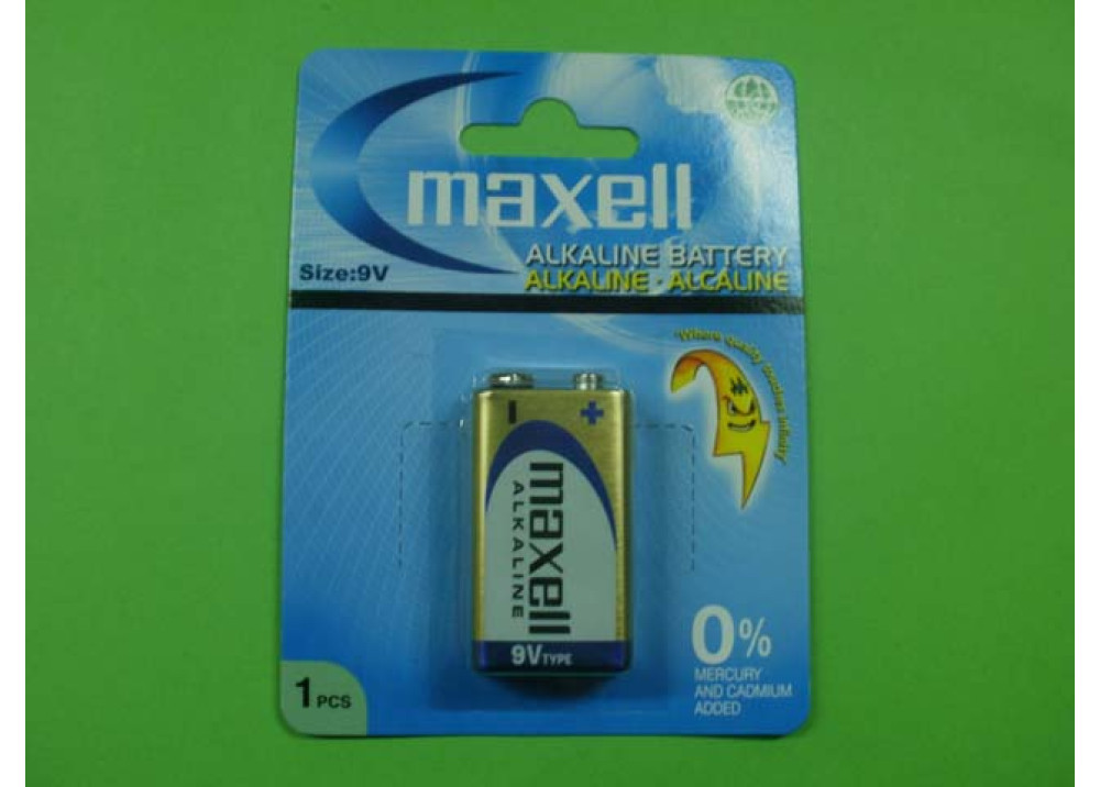 Maxell Alkaline Batteries 9V Size 1-pc Blister Card - 6LF22(GD)1B 