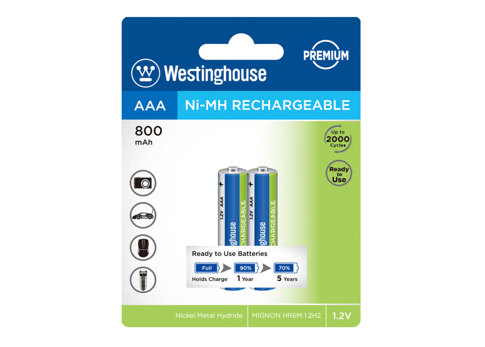 Westinghouse battery Ni-MH Rechargeable – NH-AAA800ARBP2 