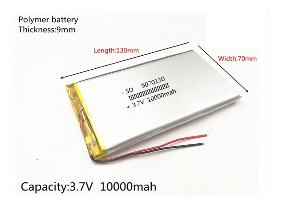 Lithium Polymer Rechargeable Battery 3.7V 10000mAh
Size:12*60*110mm 