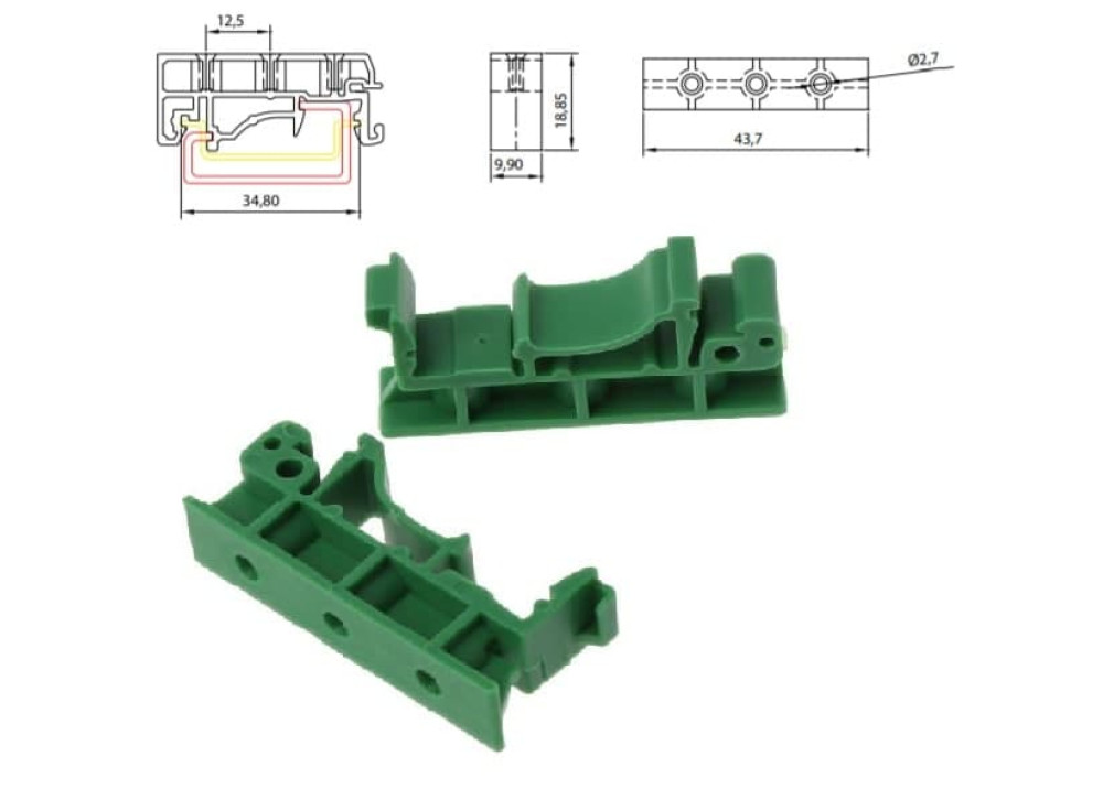 PCB DIN Rail Mounting Adapter Circuit Board Mounting Bracket Holder Carrier Clip 