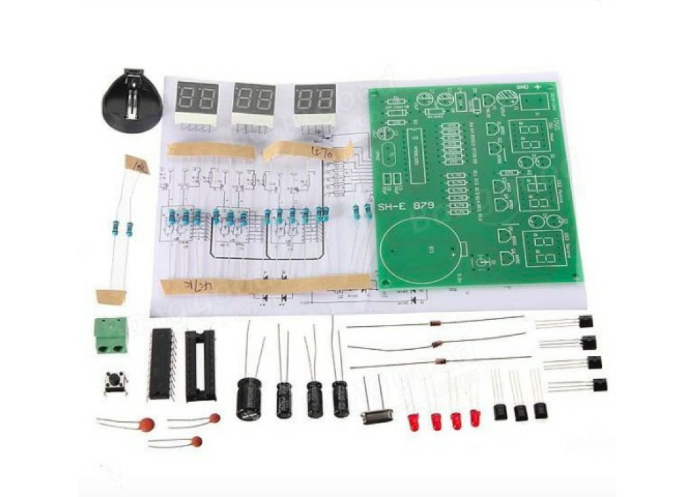 DIY 6 Digital LED Electronic Clock Kit 9V-12V AT89C2051 