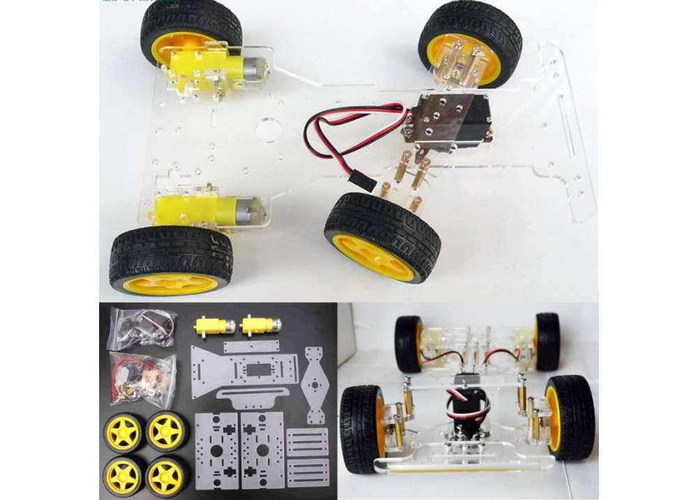 Arduino DIY Steering motor 4 wheel 2 Motor Intelligent Robot Car Chassis 