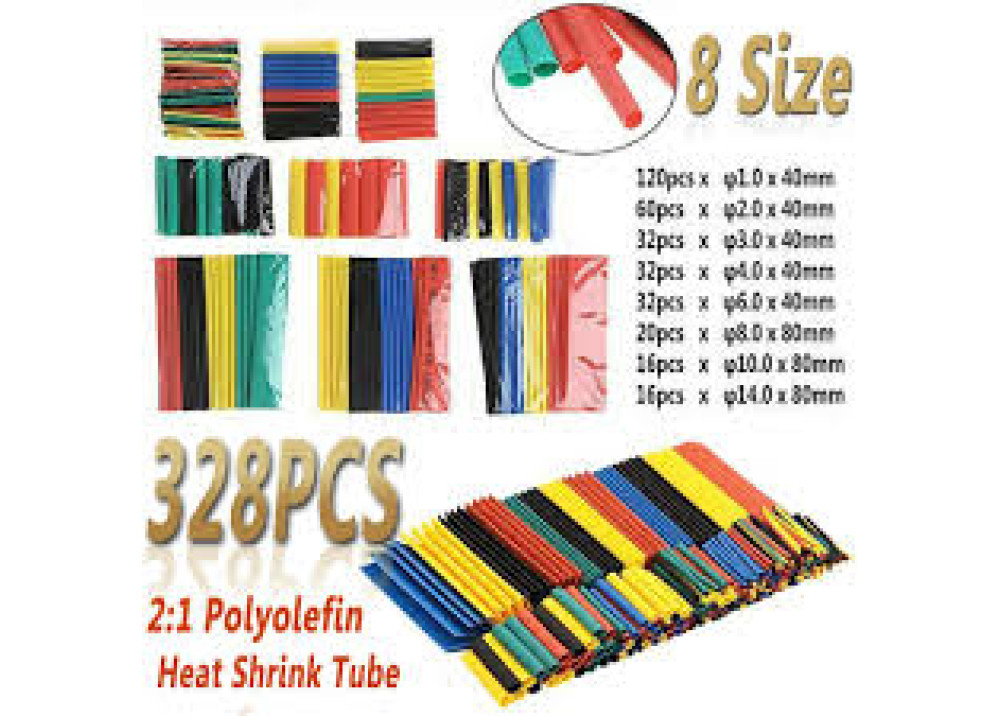 Heat Shrink Tubing set 8sizes 6colors 328pcs/lot heat shrink tube 2:1 