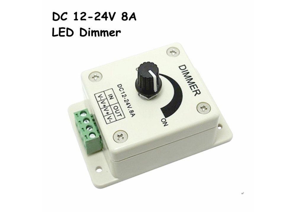 DC 12-24V 8A Light Dimmer Brightness Adjustable Control For Single Color LED Strip 