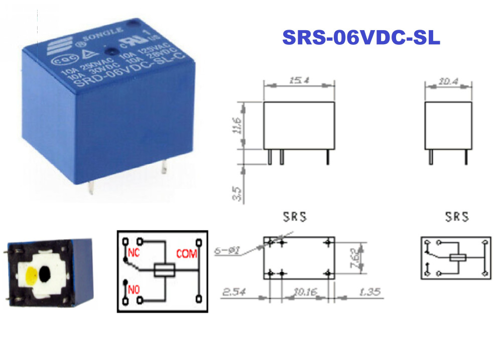 Songle Relay SRS-06VDC-SL 6VDC 3A 6P 