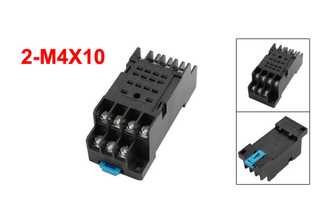 RELAY SOCKET 2-M4X10 14  14P 4C Terminal 35mm DIN Rail Mounted Power Relay Socket Base Holder 