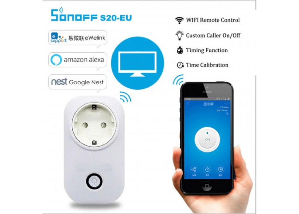 Wifi Control S20 Socket Power Socket EU Plug
 SONOFF For Smart Home 