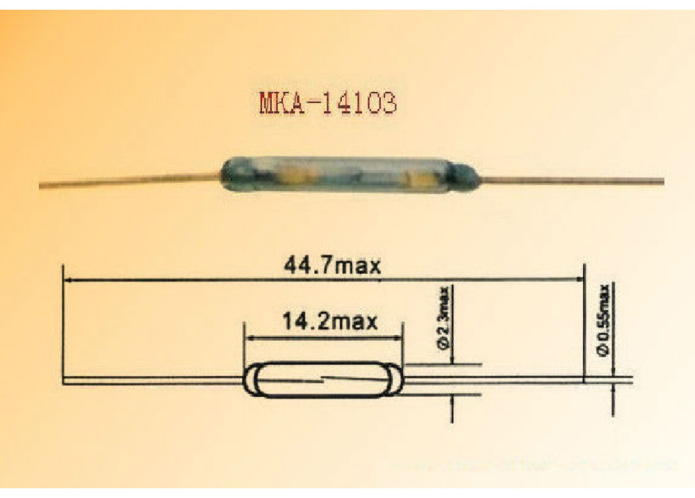Magnetic Sensor REED SWITCH MKA-14103 14.2x2.3mm 
