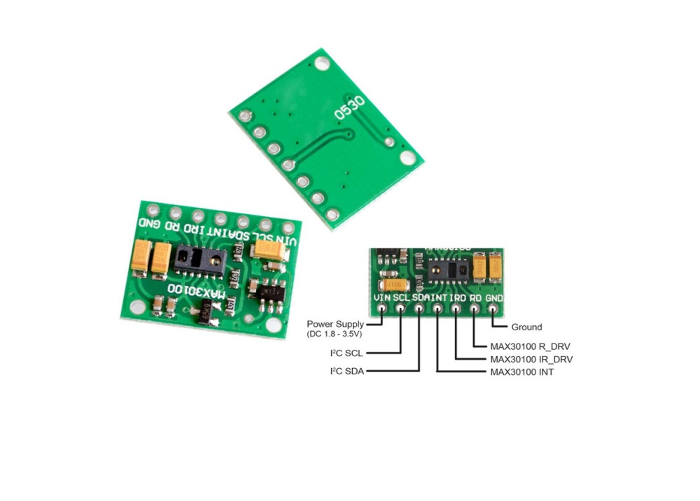 Heart Rate Click MAX30100 modules Sensor
MAX30100 Heart Rate Oxygen Pulse Sensor
For Arduino 