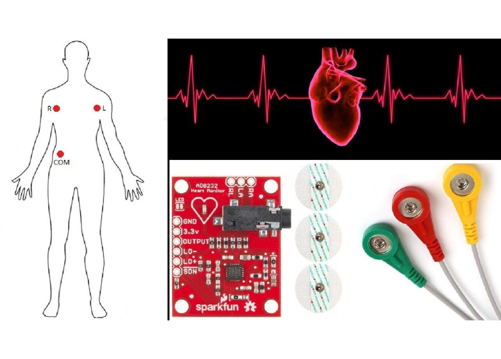 ECG Module AD8232 ECG Measurement Pulse Heart ECG Monitoring Sensor Module Kit For Arduino 