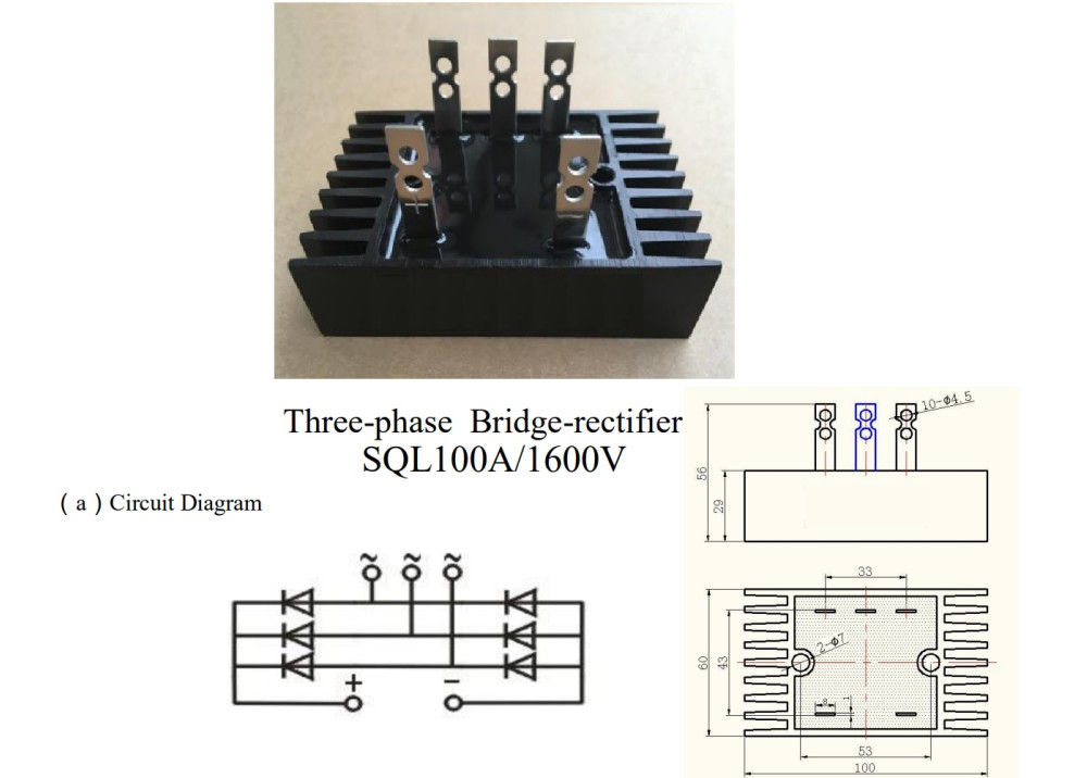 DIODE BRIDGE 3PHAS SQL100A-16 100A 1600V  with heat sink 