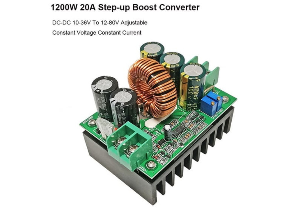 DC DC Boost step up Converter adjustable 1200W IN10~36V OUT 12~80V 20A 12V 24V to 12-80V 36V 48V 60V 72V car solar Battery charger Module C04U 