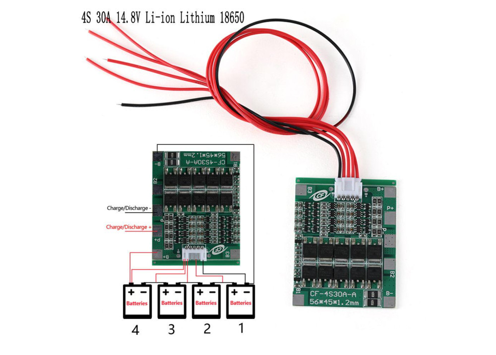 Charger Li-ion BMS-4S-30A-16.8V  
  Lithium Battery 18650 Charger Li-ion PCB BMS
 