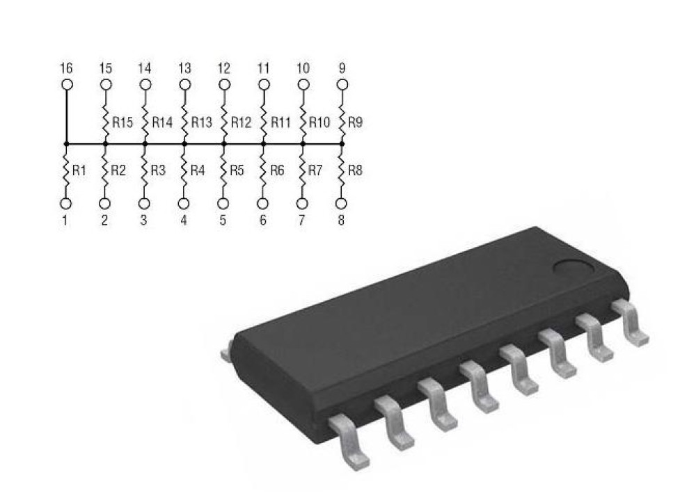 Resistor Network 4816P-002-222 2.2K SOIC-16 